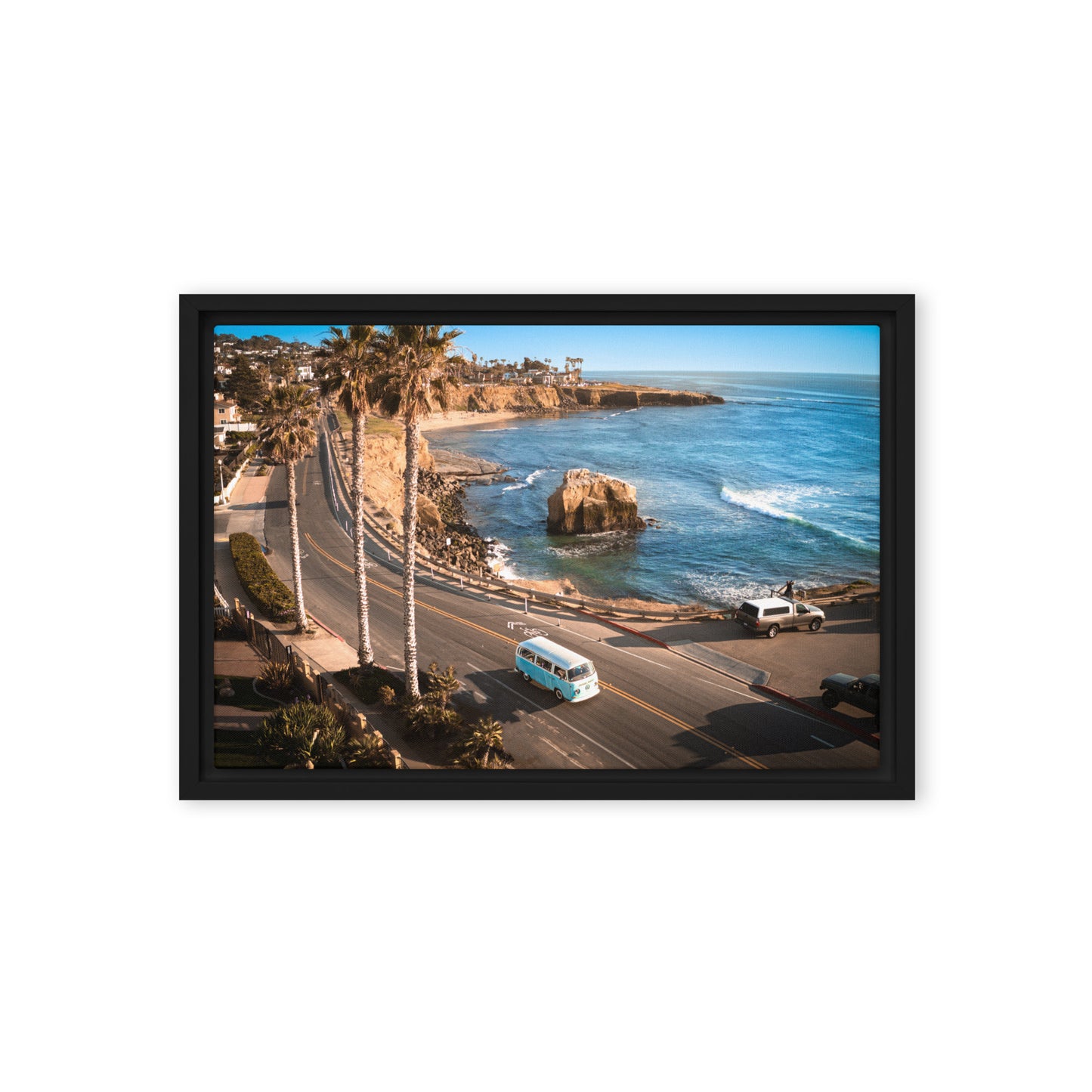 Sunset Cliffs VW Bus Framed Canvas
