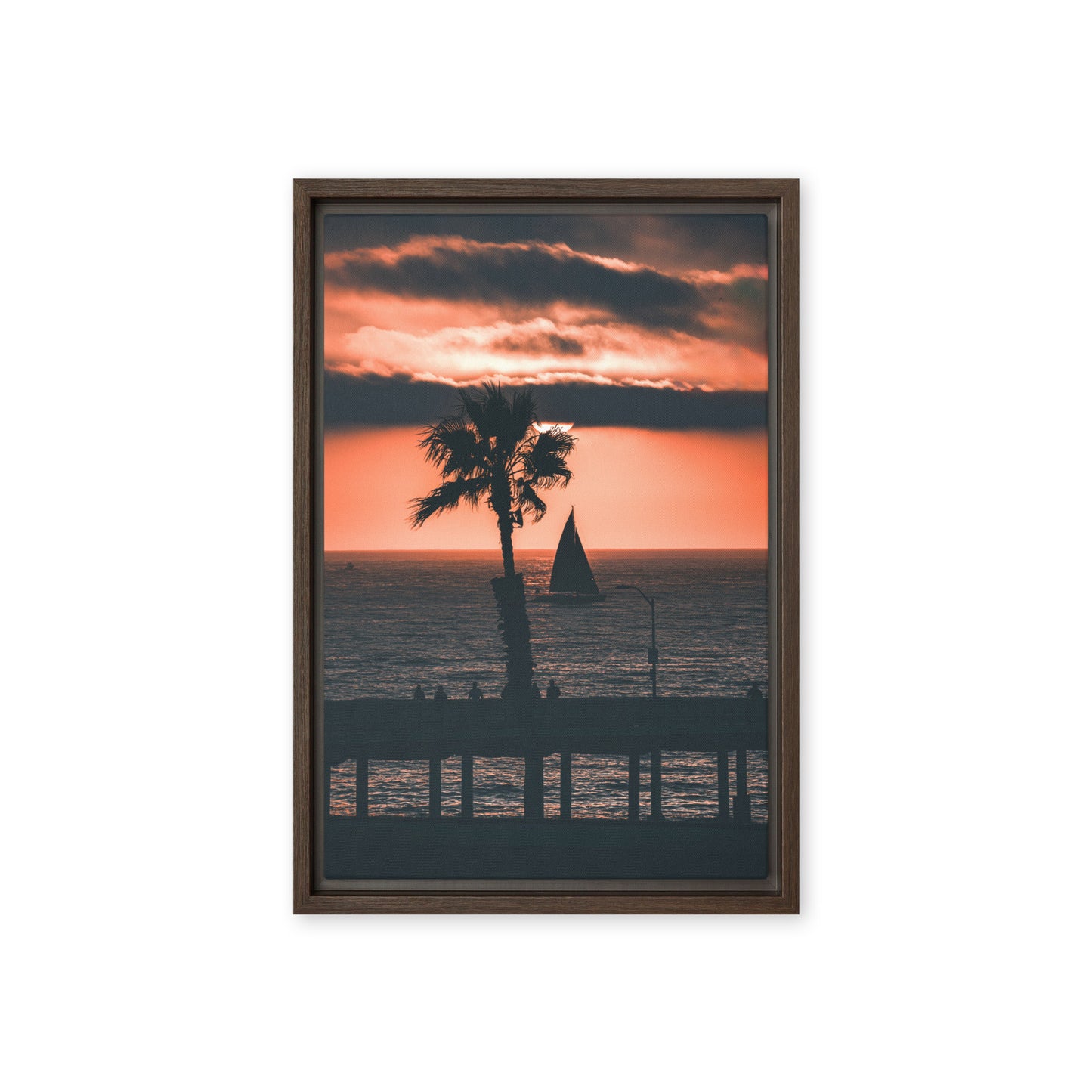 Palm Tree Sunset Framed Canvas