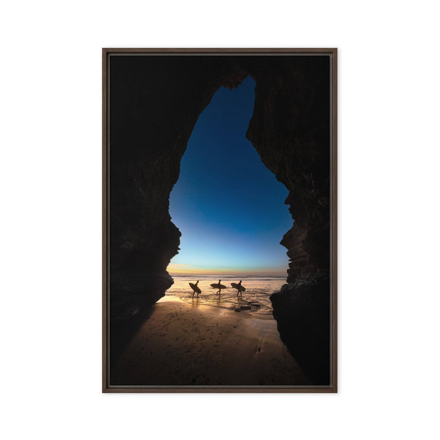 Cave Surfers Framed Canvas