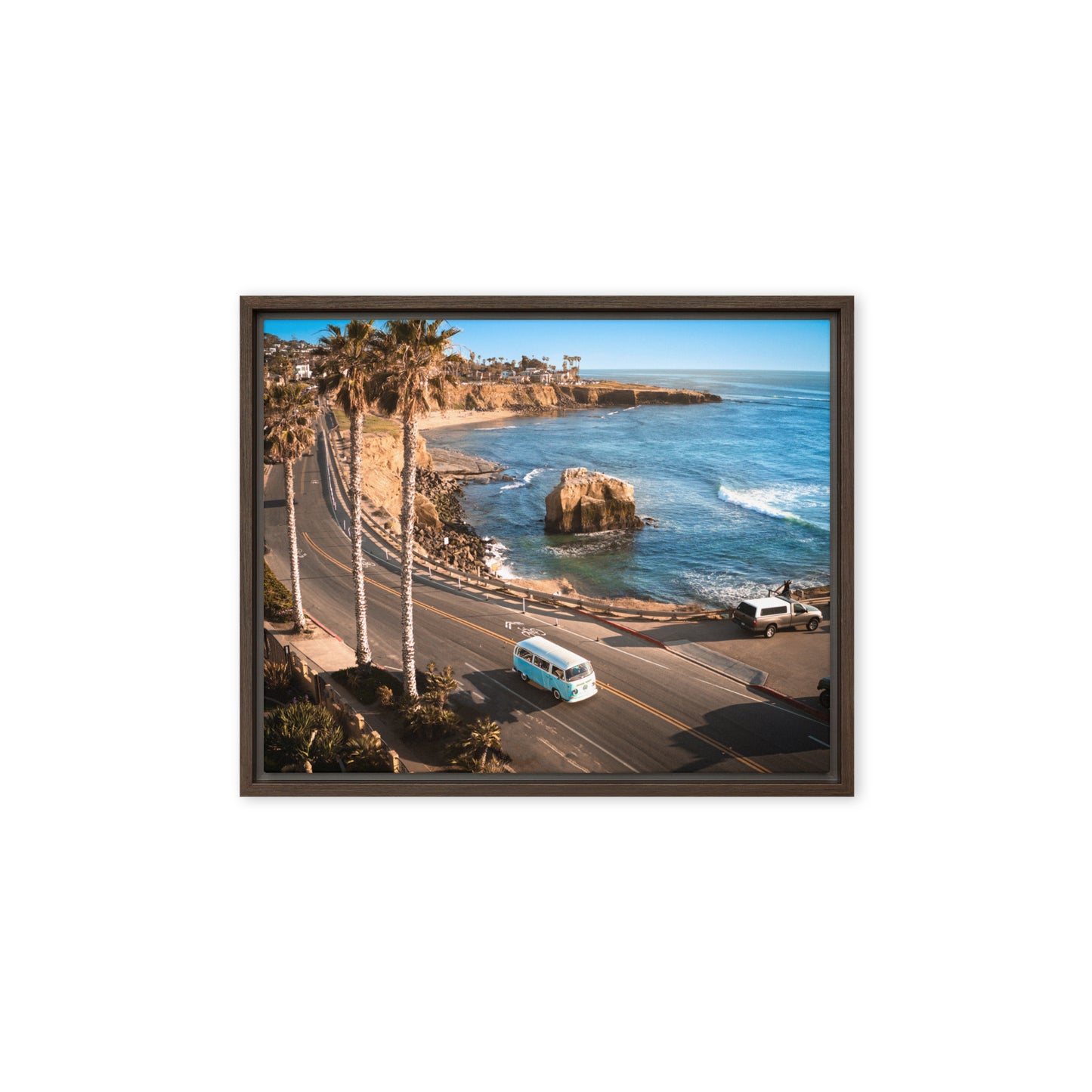 Sunset Cliffs VW Bus Framed Canvas