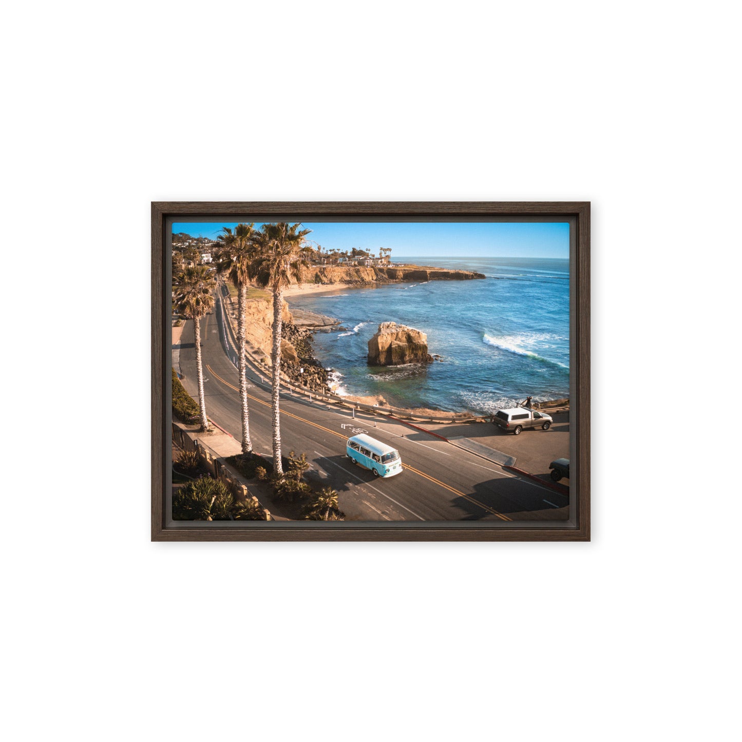 Sunset Cliffs VW Bus Framed Canvas