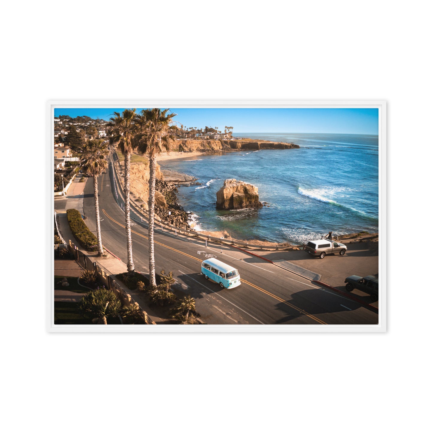 Sunset Cliffs VW Bus Framed Canvas