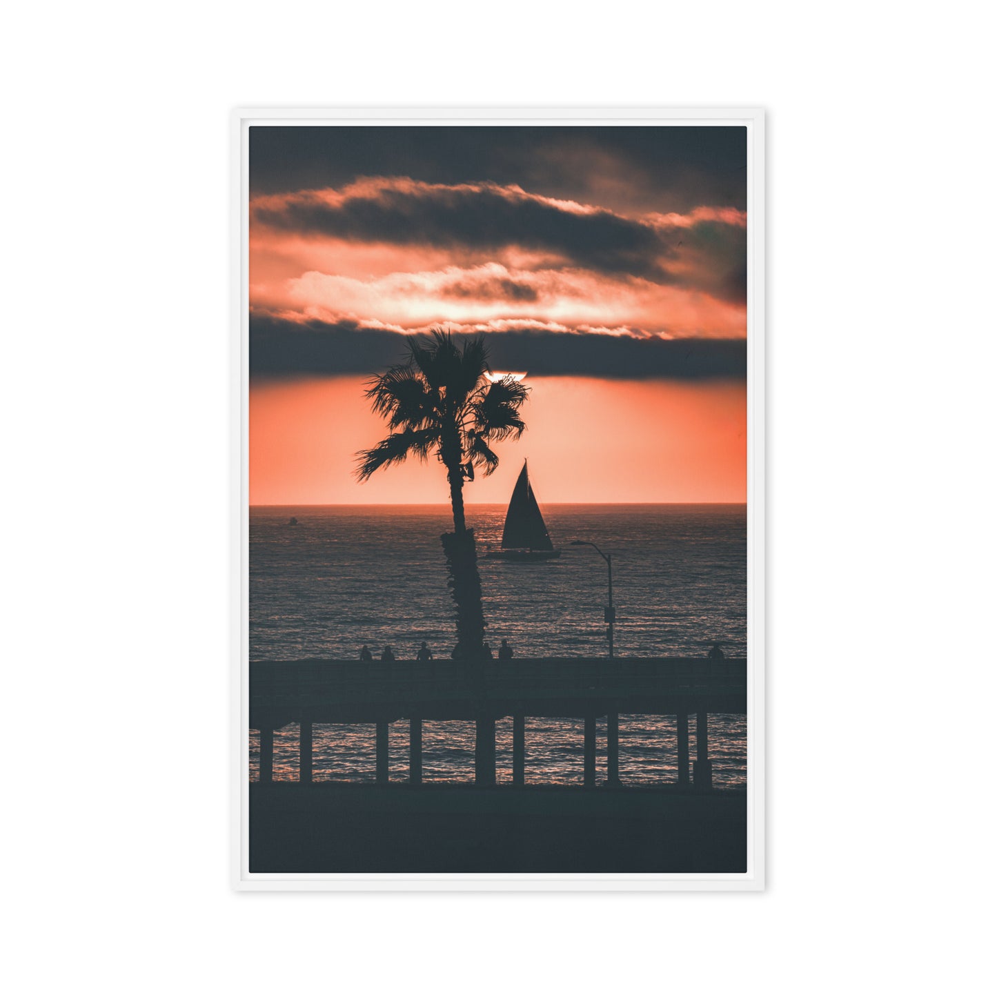 Palm Tree Sunset Framed Canvas