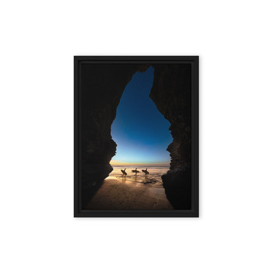 Cave Surfers Framed Canvas