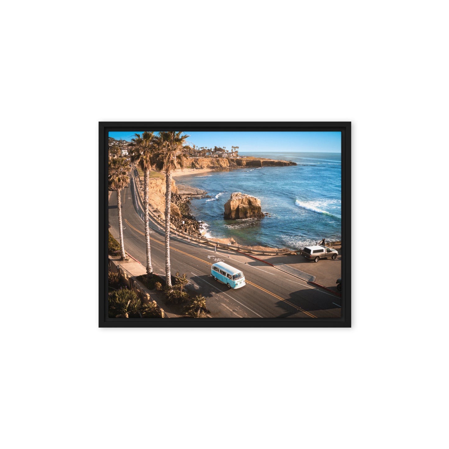 Sunset Cliffs VW Bus Framed Canvas