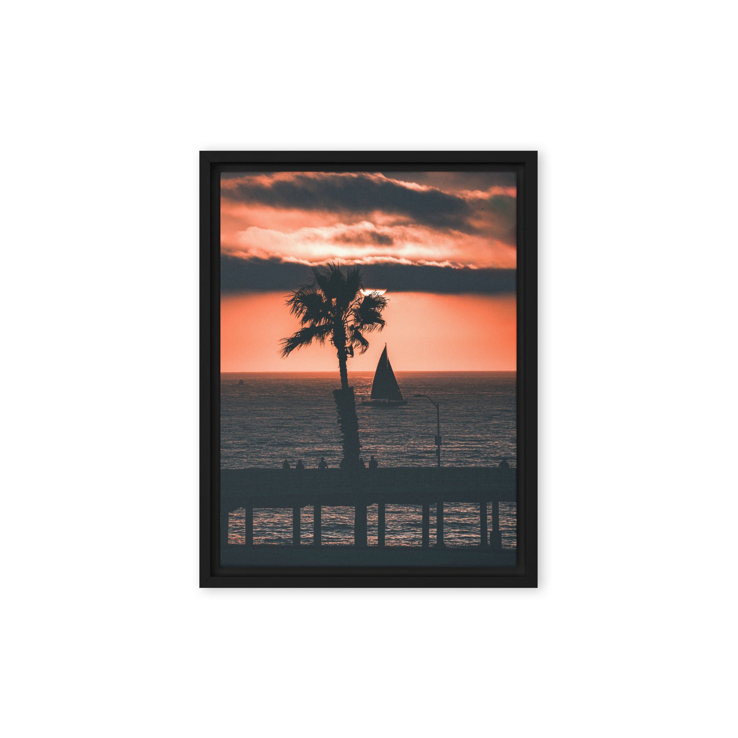 Palm Tree Sunset Framed Canvas