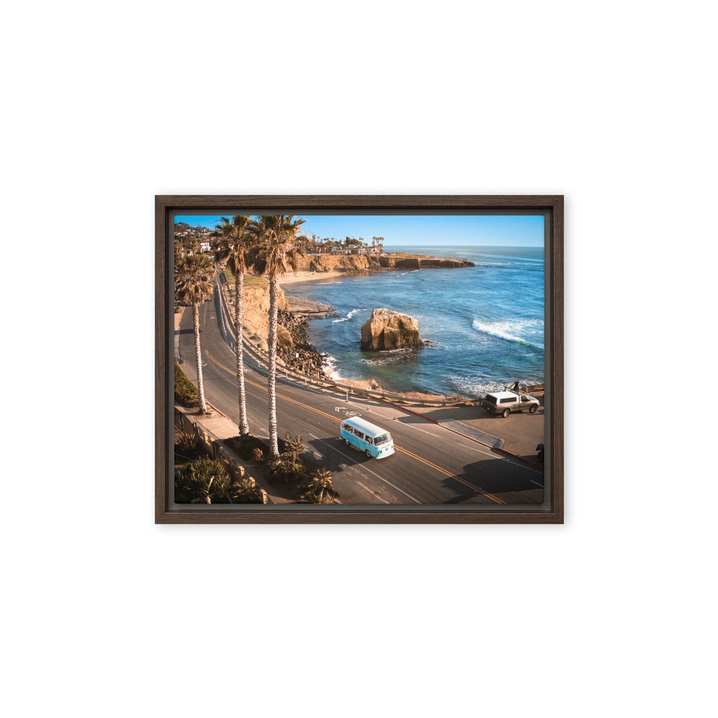 Sunset Cliffs VW Bus Framed Canvas