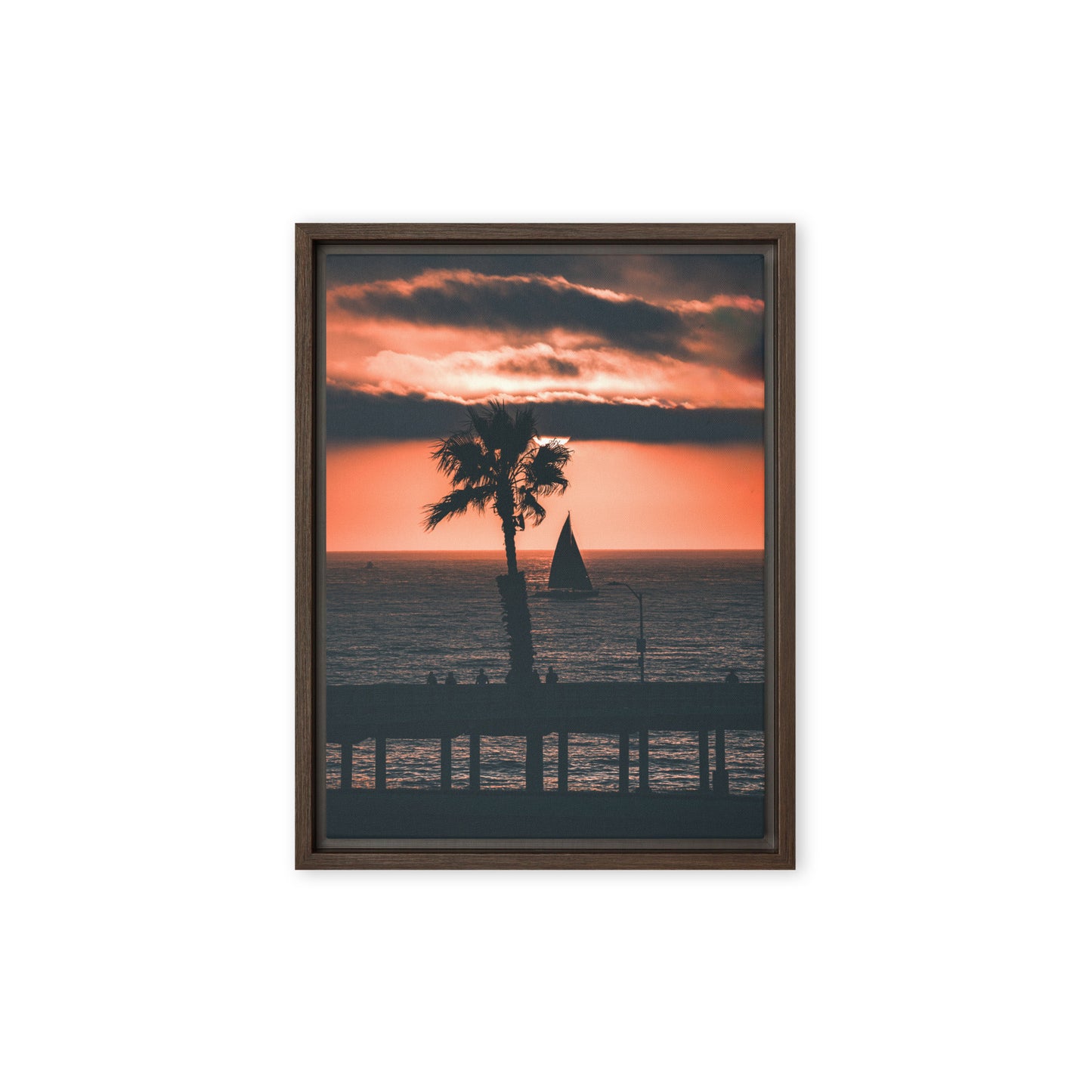 Palm Tree Sunset Framed Canvas