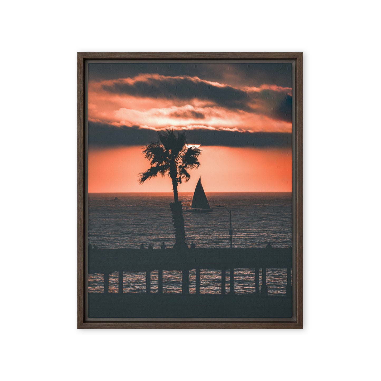 Palm Tree Sunset Framed Canvas