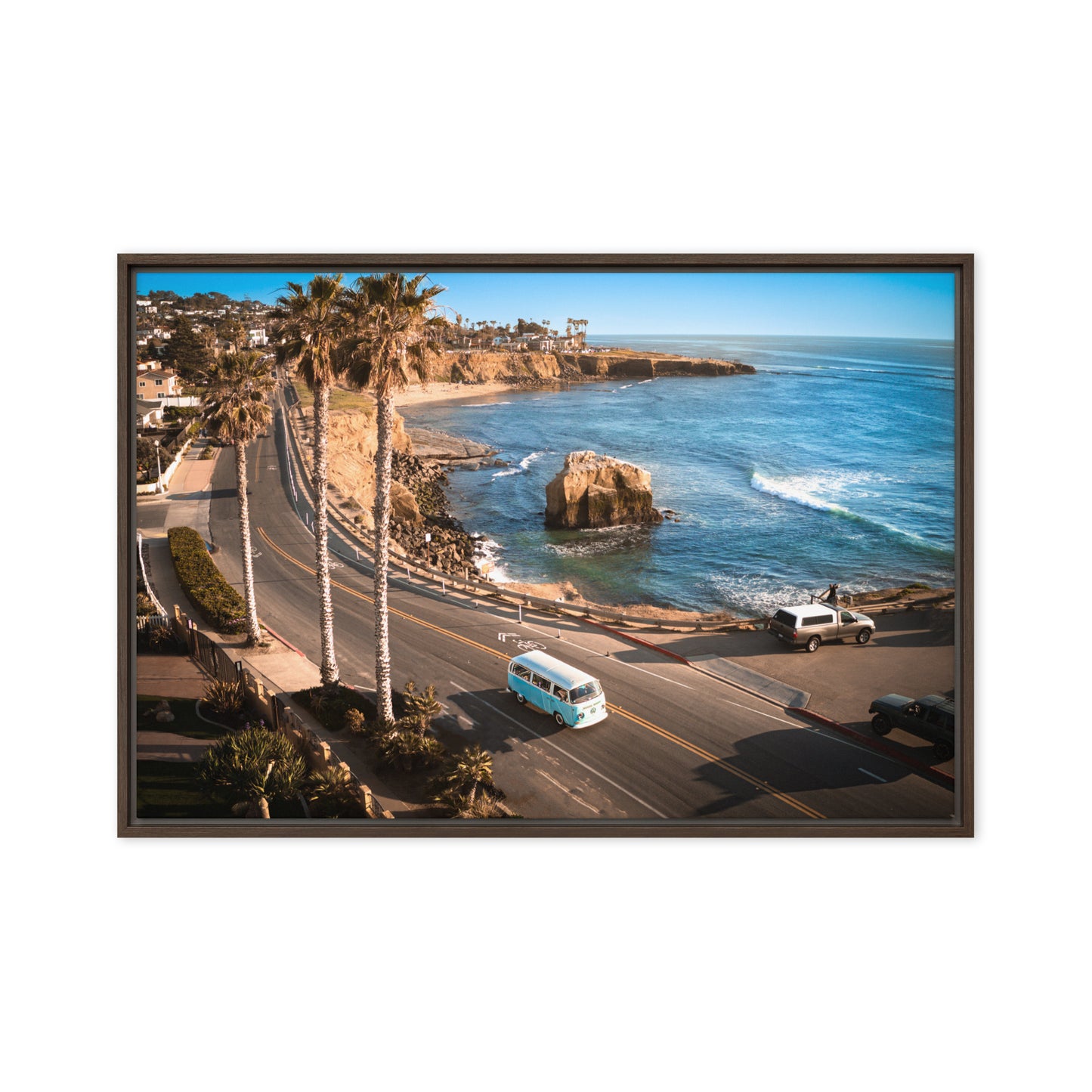 Sunset Cliffs VW Bus Framed Canvas