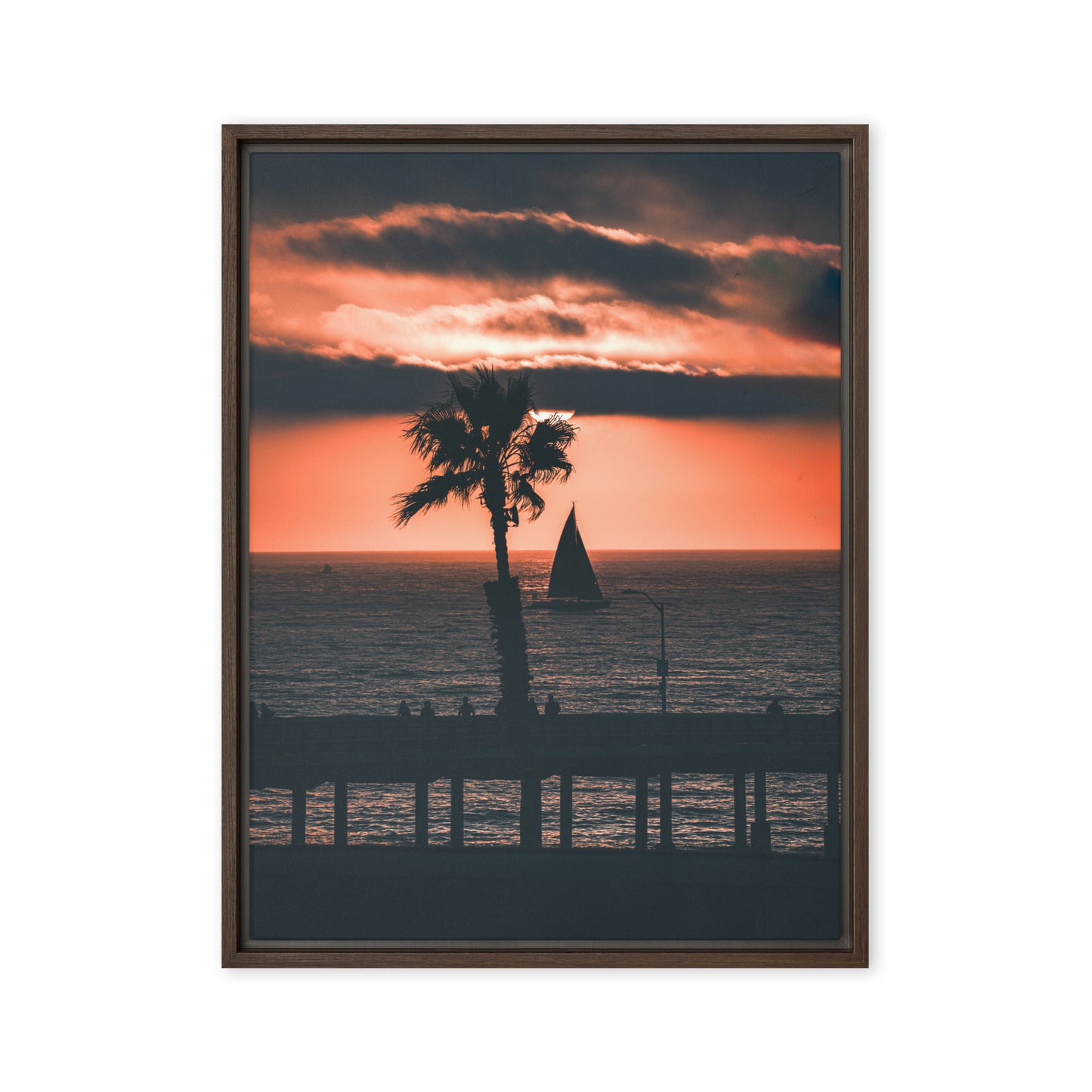 Palm Tree Sunset Framed Canvas