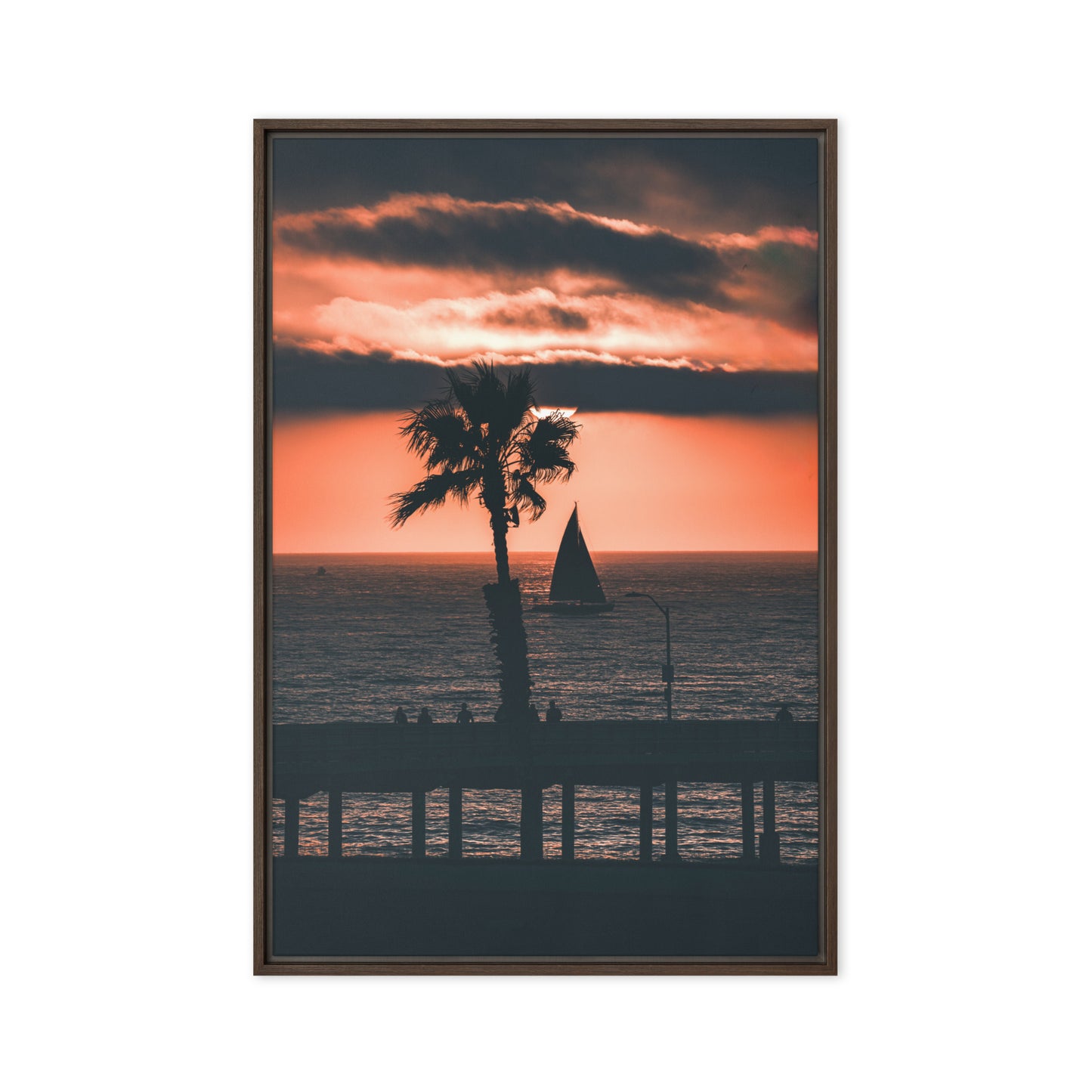 Palm Tree Sunset Framed Canvas