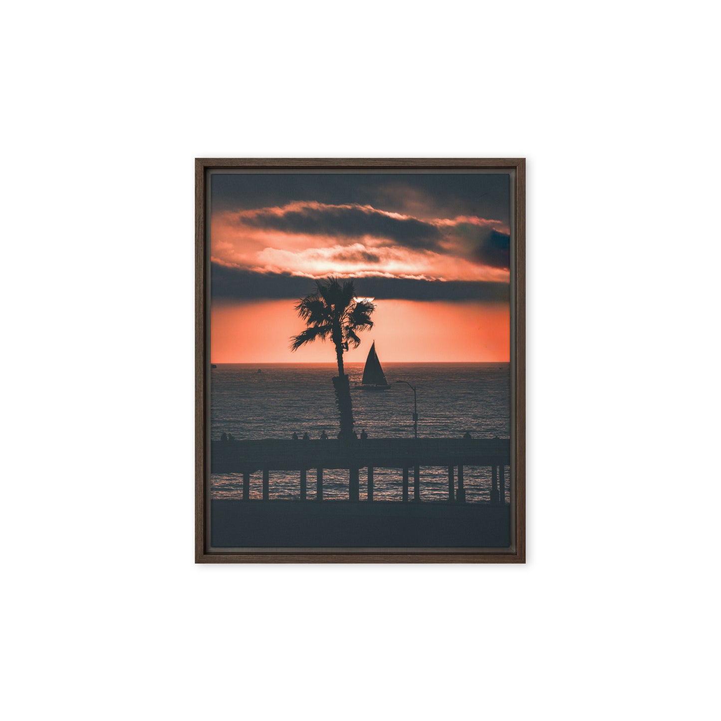 Palm Tree Sunset Framed Canvas