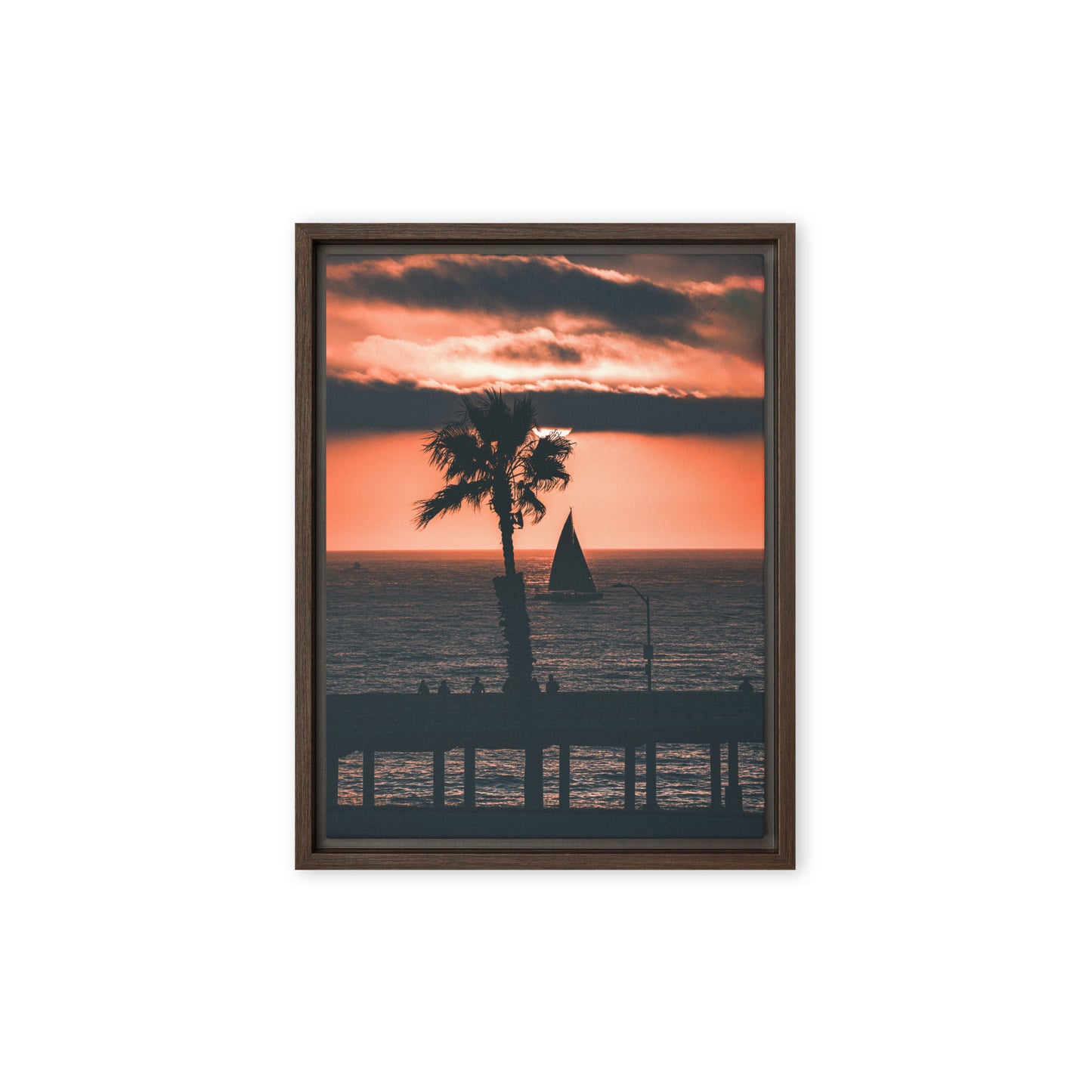 Palm Tree Sunset Framed Canvas