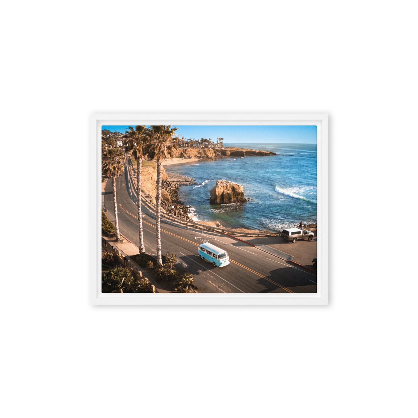 Sunset Cliffs VW Bus Framed Canvas