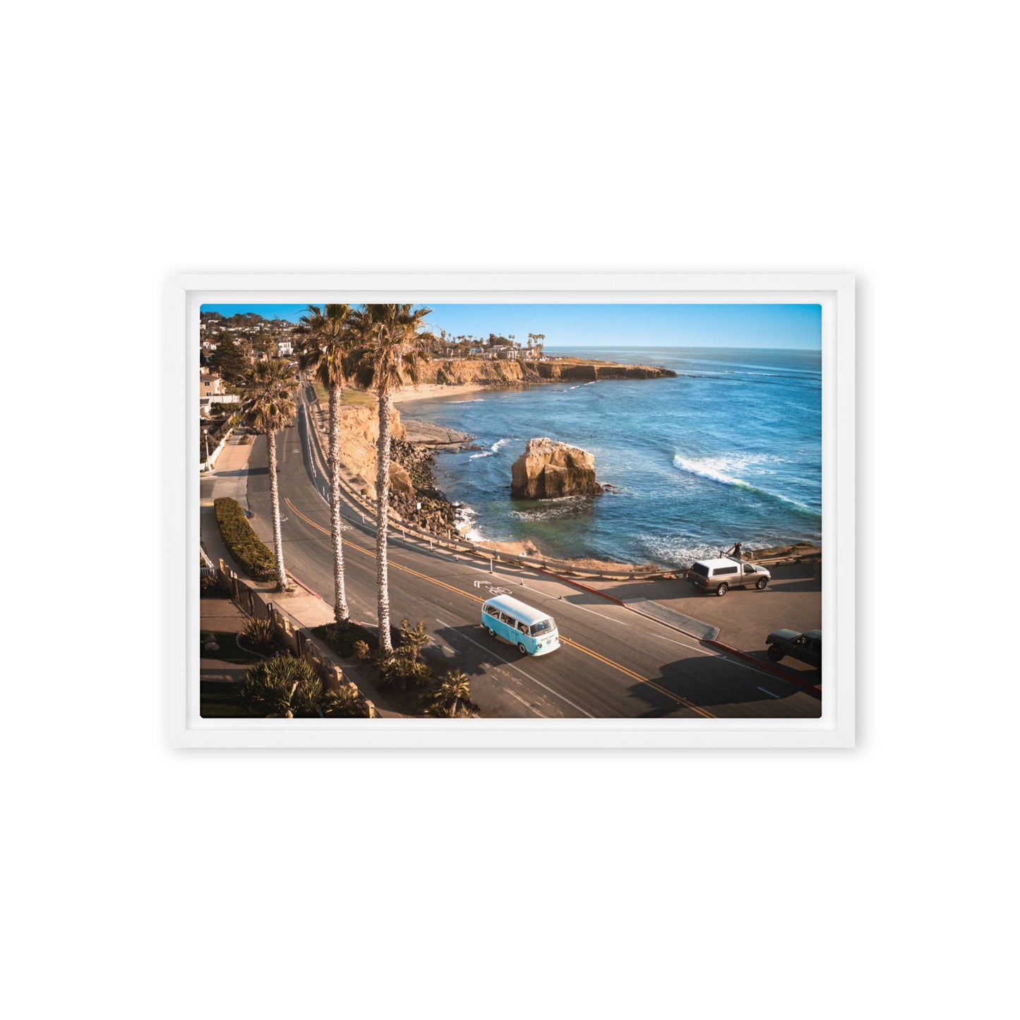 Sunset Cliffs VW Bus Framed Canvas