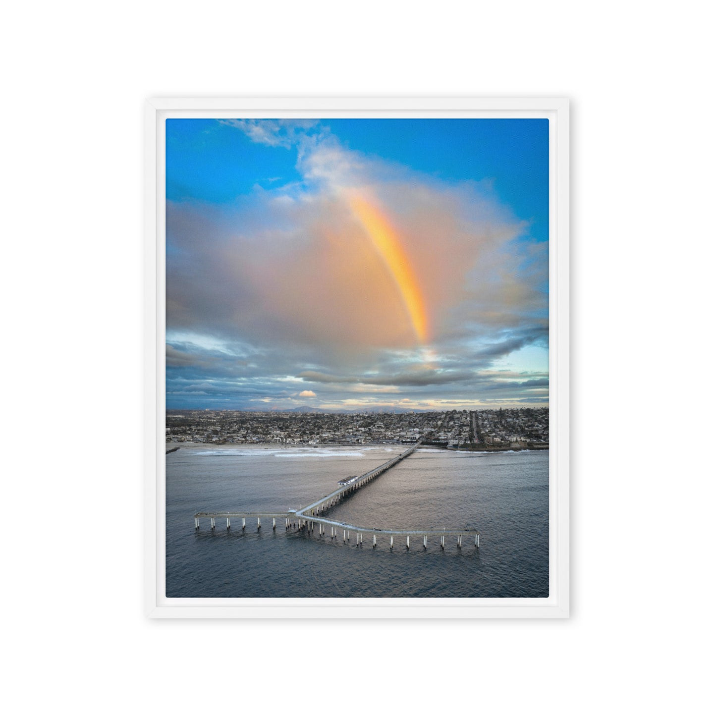 Rainbow Pier Framed Canvas