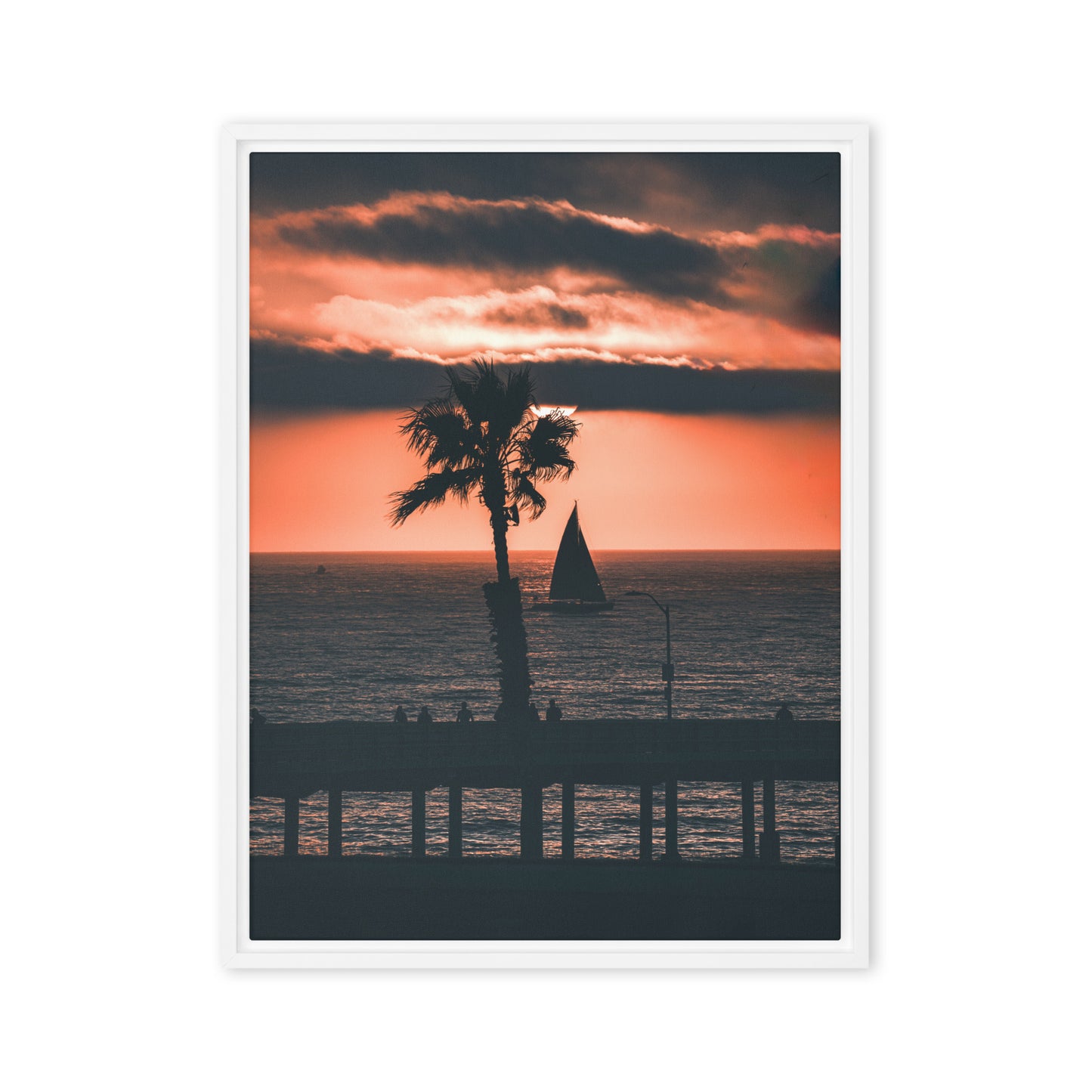 Palm Tree Sunset Framed Canvas