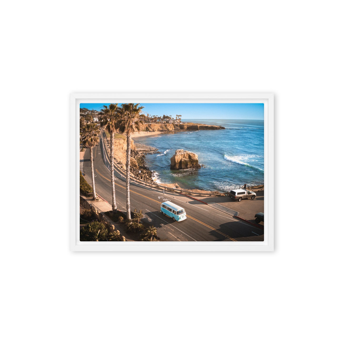 Sunset Cliffs VW Bus Framed Canvas