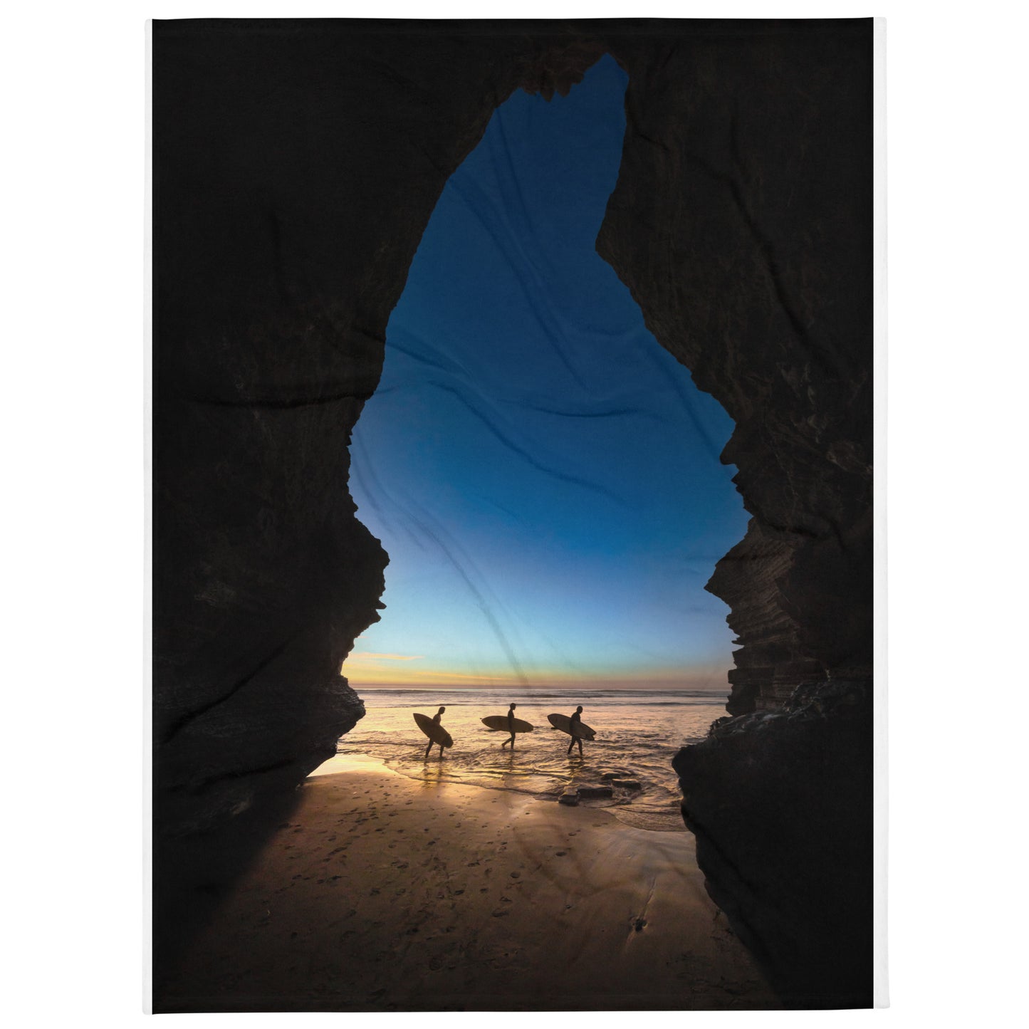 Cave Surfers Throw Blanket