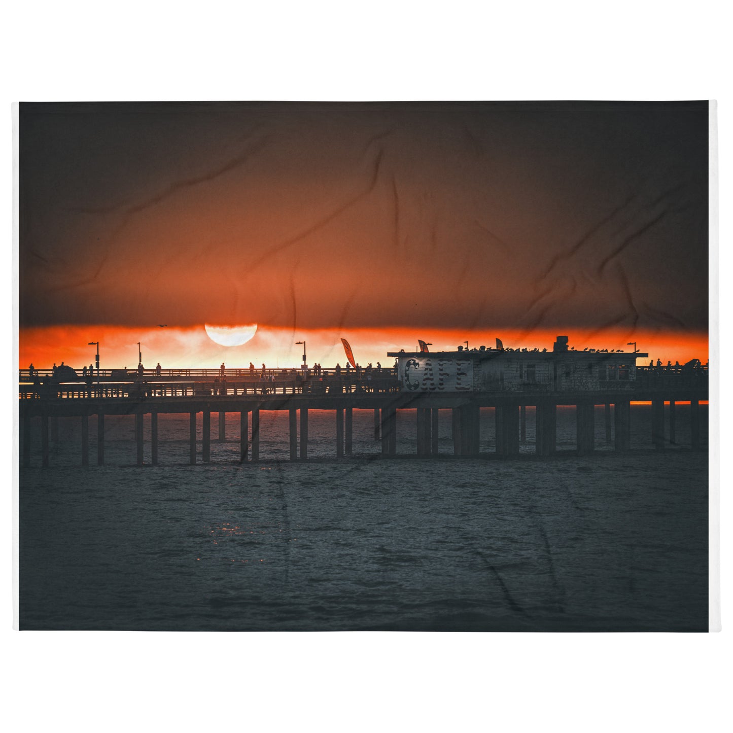 Pier at Sunset Throw Blanket